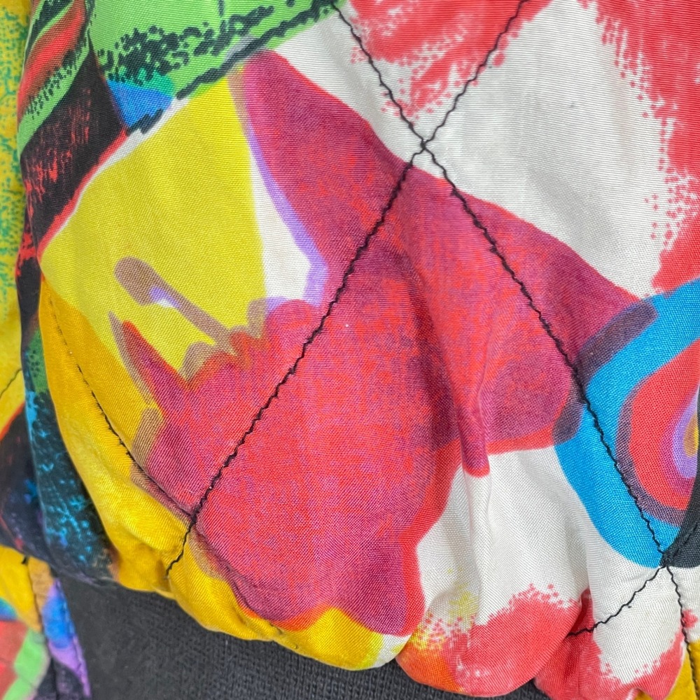 Vintage Robert Stock Silk Bomber Jacket Medium Abstract Graffiti Urban Chic READ - Picture 16 of 16